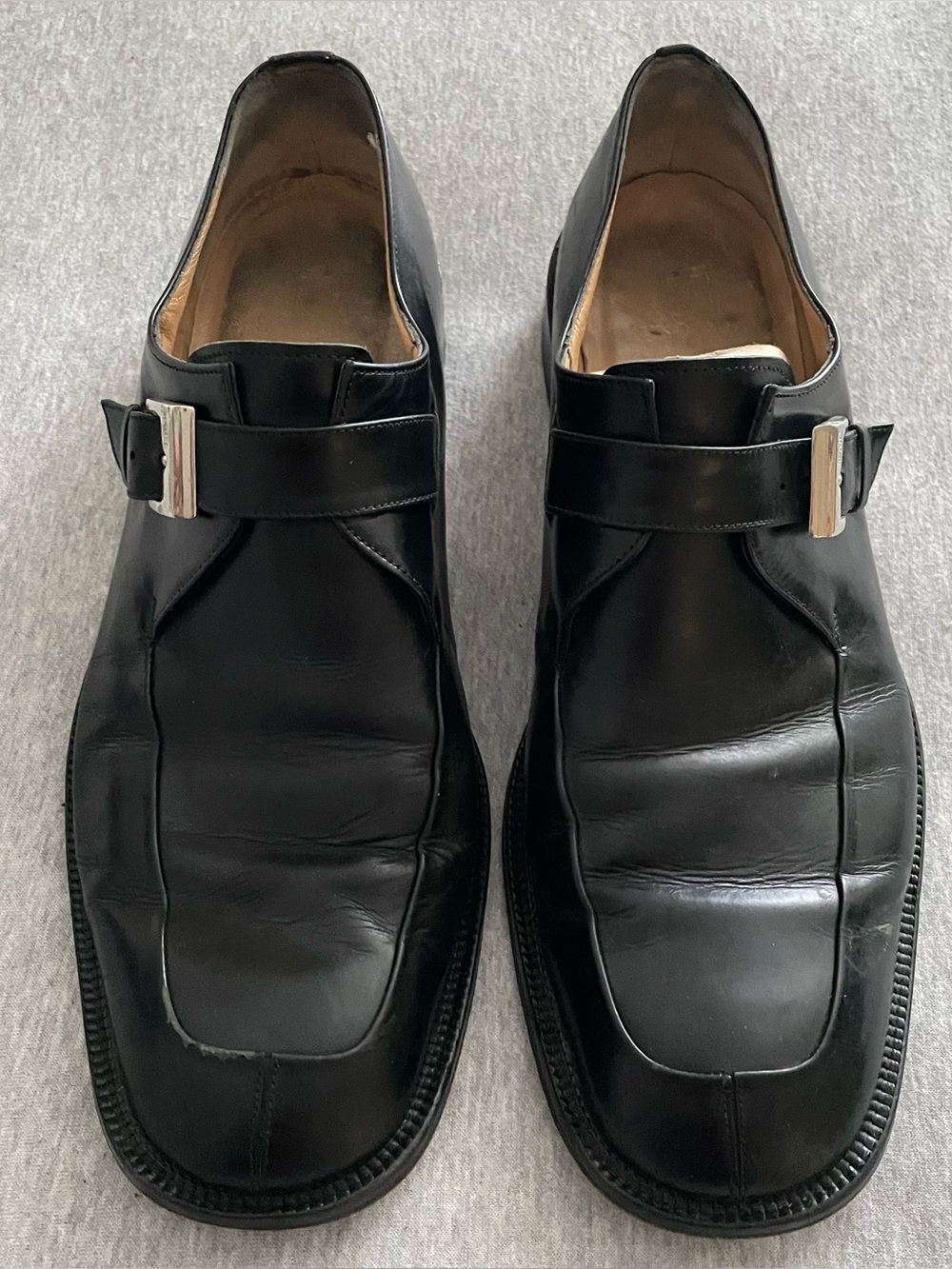 Bruno Magli Men's Sz 12M Black Leather Monk Strap Slip On Dress Shoes Vintage